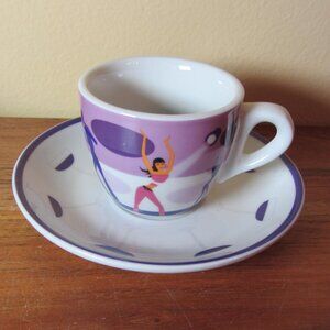 lady chef 3 oz espresso cup & saucer disco dancing clubbing (W5817)